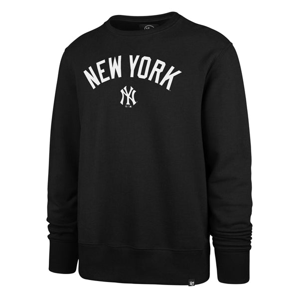 The model is wearing this MLB New York Yankees Imprint Burnside ’47 Crewneck Sweatshirt in black. 1