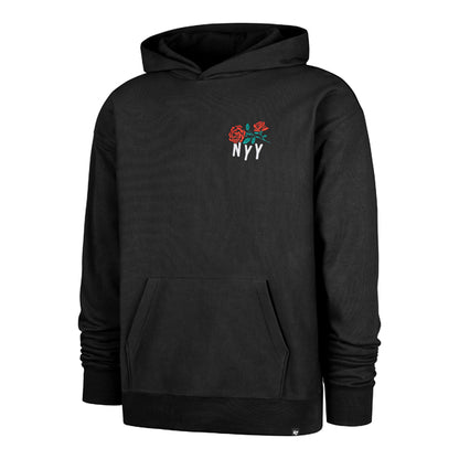 The model is wearing this MLB New York Yankees Herbarium ’47 Foundation Hoodie in black. 1