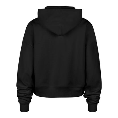 The model is wearing this MLB New York Yankees Womens Herbarium ’47 Foundation Hoodie in black. 2