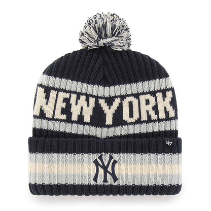 Pictured is this MLB New York Yankees Bering ’47 CUFF KNIT beanie cap in navy. 1