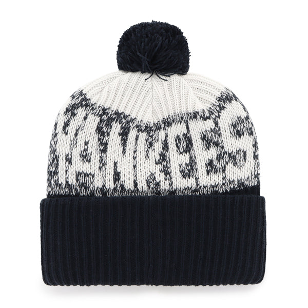Pictured is this MLB New York Yankees Bone Chill ’47 CUFF KNIT beanie cap in navy. 2