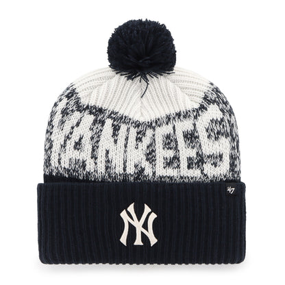 Pictured is this MLB New York Yankees Bone Chill ’47 CUFF KNIT beanie cap in navy. 1
