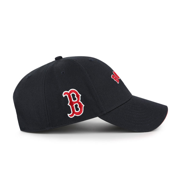 Pictured is this MLB Boston Red Sox Ballpark Script Shot '47 MVP cap in navy. 4