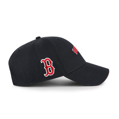 Pictured is this MLB Boston Red Sox Ballpark Script Shot '47 MVP cap in navy. 4