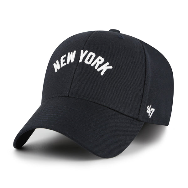 Pictured is this MLB New York Yankees Ballpark Script Shot '47 MVP cap in navy. 4
