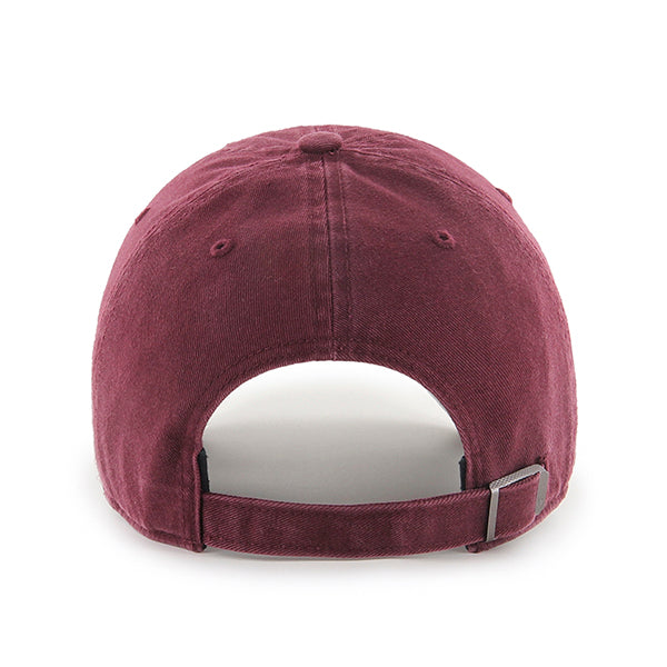 Pictured is this MLB Los Angeles Dodgers Base Runner '47 CLEAN UP cap in dark red. 2