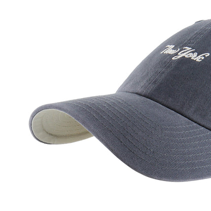 Pictured is this MLB New York Yankees Script Base Runner '47 CLEAN UP cap in navy. 3