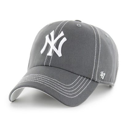 Pictured is this MLB New York Yankees Contrast Stitch ’47 CLEAN UP cap in charcoal. 1