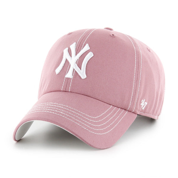 Pictured is this MLB New York Yankees Contrast Stitch '47 CLEAN UP cap in pink. 1