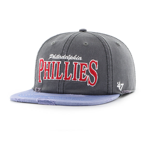 Pictured is this MLB Philadelphia Phillies Cragged '47 capTAIN cap in dark grey. 1