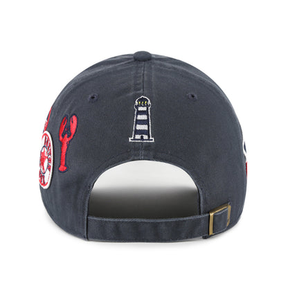 Pictured is this MLB Boston Red Sox Extra Badges '47 CLEAN UP cap in navy. 3