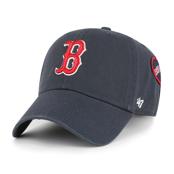 Pictured is this MLB Boston Red Sox Extra Badges '47 CLEAN UP cap in navy. 2