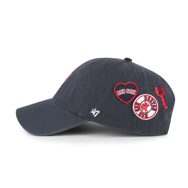 Pictured is this MLB Boston Red Sox Extra Badges '47 CLEAN UP cap in navy. 4