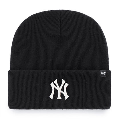 Pictured is this MLB New York Yankees Haymaker ’47 CUFF KNIT beanie cap in black. 1