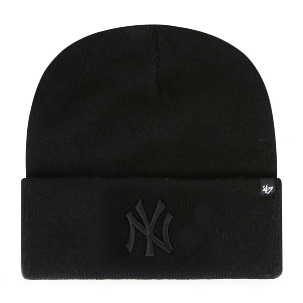 Pictured is this MLB New York Yankees Haymaker ’47 CUFF KNIT beanie cap in black. 1