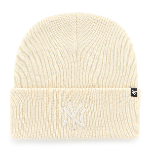 Pictured is this MLB New York Yankees Haymaker ’47 CUFF KNIT beanie cap in cream. 1