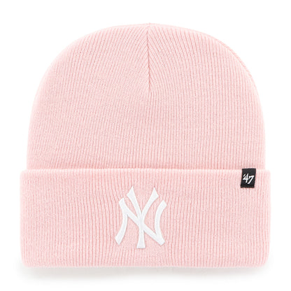 Pictured is this MLB New York Yankees Haymaker ’47 CUFF KNIT beanie cap in pink. 1