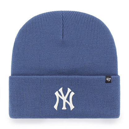 Pictured is this MLB New York Yankees Haymaker ’47 CUFF KNIT beanie cap in medium blue. 1