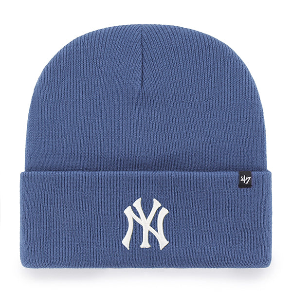 Pictured is this MLB New York Yankees Haymaker ’47 CUFF KNIT beanie cap in medium blue. 1