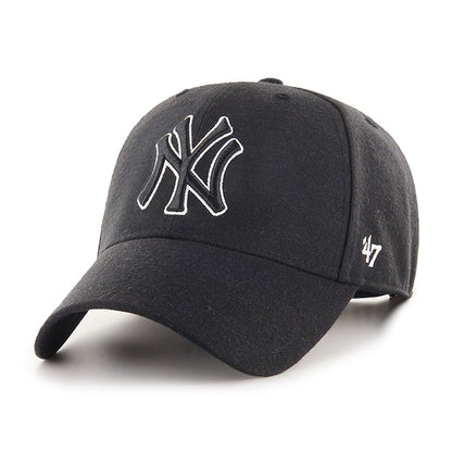 Pictured is this MLB New York Yankees Snapback '47 MVP cap in black. 1