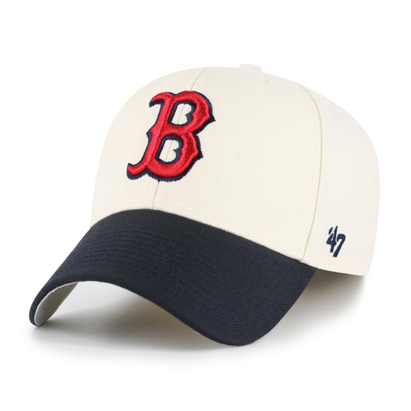 Pictured is this MLB Boston Red Sox Two Tone '47 MVP cap in natural. 1