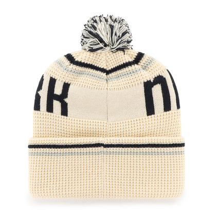 Pictured is this MLB New York Yankees Quattrle ’47 CUFF KNIT beanie cap in cream. 2