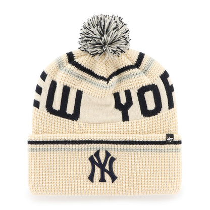 Pictured is this MLB New York Yankees Quattrle ’47 CUFF KNIT beanie cap in cream. 1
