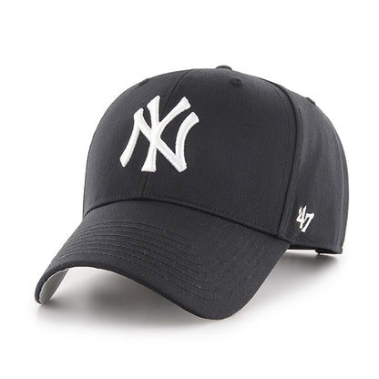 Pictured is this MLB New York Yankees Raised Basic '47 MVP cap in black. 1
