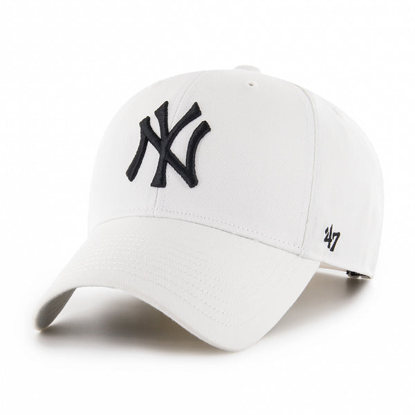 Pictured is this MLB New York Yankees Raised Logo '47 MVP cap in white. 1