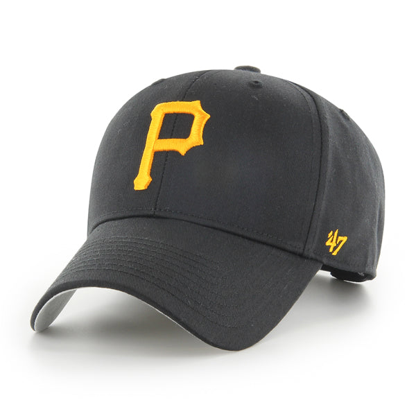 Pictured is this MLB Pittsburgh Pirates Raised Basic '47 MVP cap in black. 1