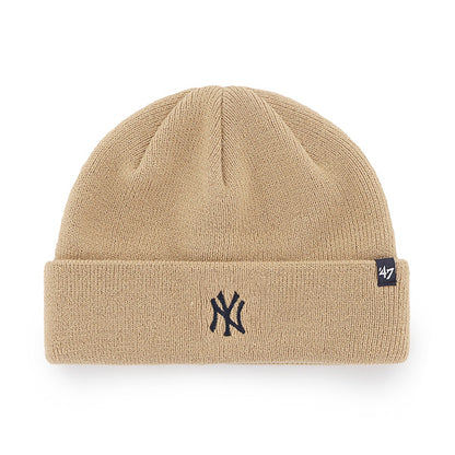 Pictured is this MLB New York Yankees Randle ’47 CUFF KNIT beanie cap in beige. 1