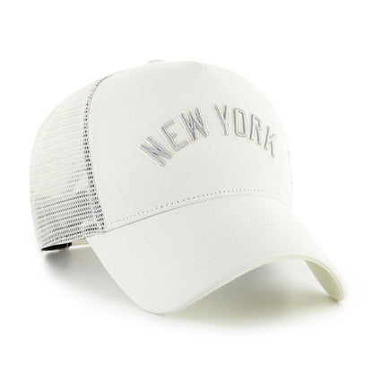 Pictured is this MLB New York Yankees Soft Glow Script '47 OFFSIDE DT cap in white and digital yellow. 3