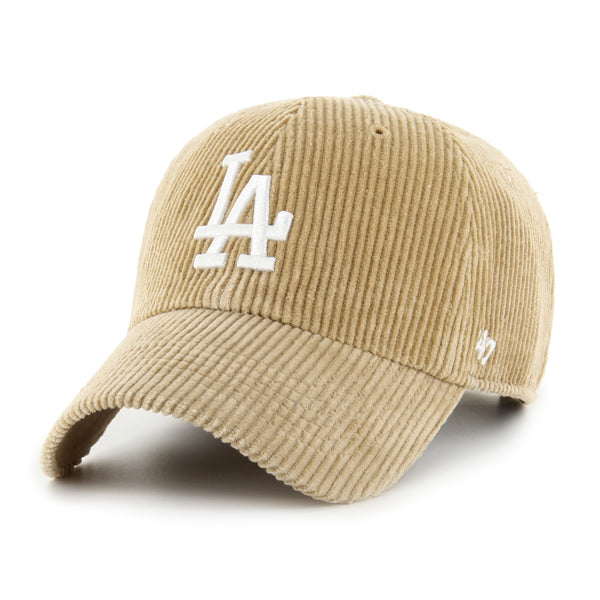 Pictured is this MLB Los Angeles Dodgers Thick Cord ’47 CLEAN UP cap in beige. 1