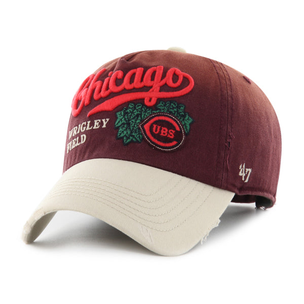 Pictured is this MLB Chicago Cubs Cooperstown TT Script Washed ’47 CLEAN UP cap in dark purple. 1