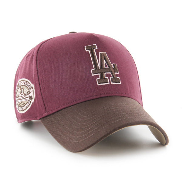 Pictured is this MLB Los Angeles Dodgers Cooperstown Sure Shot '47 MVP cap in dark red. 1