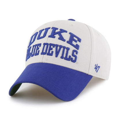 Pictured is this Collegiate Duke Blue Devils Broke Line ’47 MVP cap in white & blue. 1