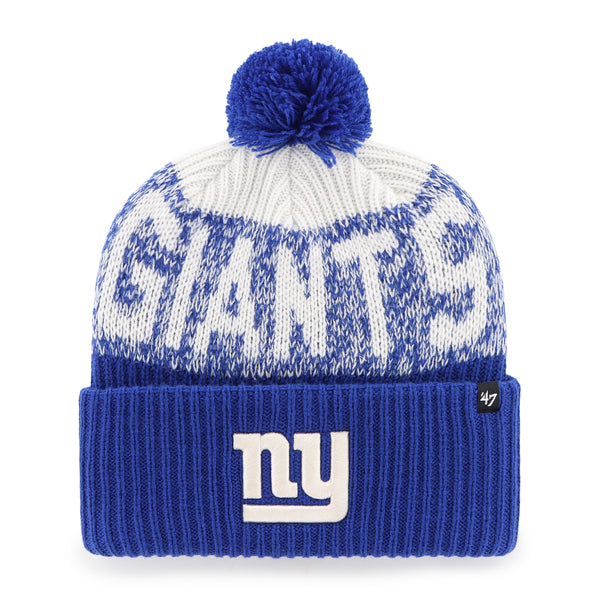 Pictured is this NFL New York Giants Bone Chill ’47 CUFF KNIT beanie cap in blue. 1