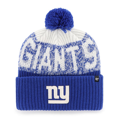 Pictured is this NFL New York Giants Bone Chill ’47 CUFF KNIT beanie cap in blue. 1