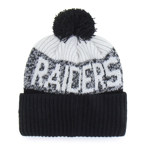 Pictured is this NFL Las Vegas Raiders Bone Chill ’47 CUFF KNIT beanie cap in black. 2