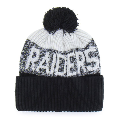 Pictured is this NFL Las Vegas Raiders Bone Chill ’47 CUFF KNIT beanie cap in black. 2