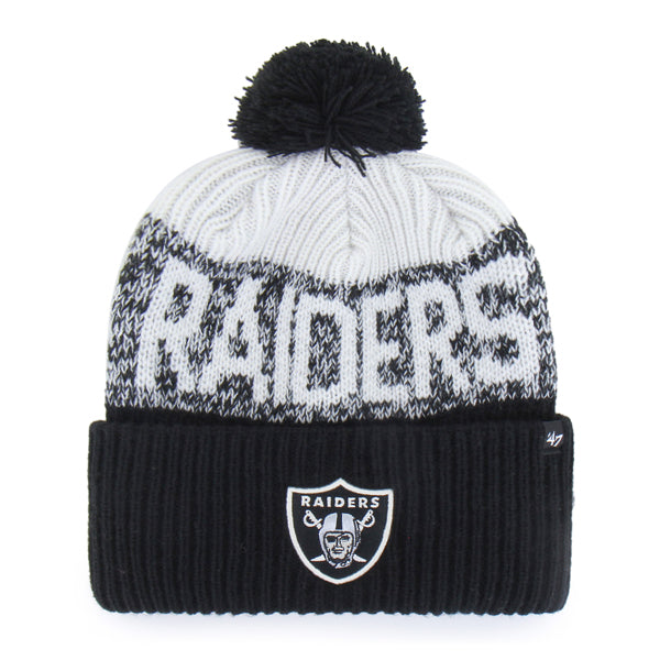 Pictured is this NFL Las Vegas Raiders Bone Chill ’47 CUFF KNIT beanie cap in black. 1
