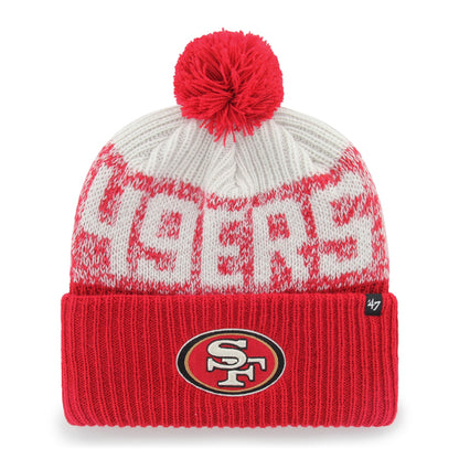Pictured is this NFL San Francisco 49ers Bone Chill ’47 CUFF KNIT beanie cap in red. 1