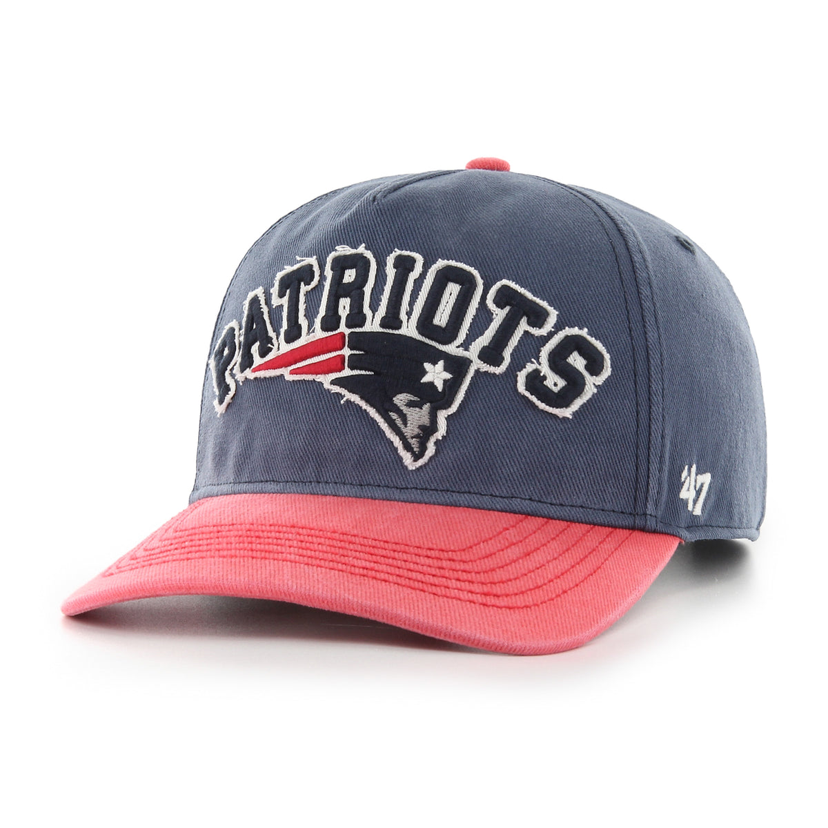 Pictured is this NFL Calderwood New England Patriots ’47 HITCH RF cap in dark blue & red. 1