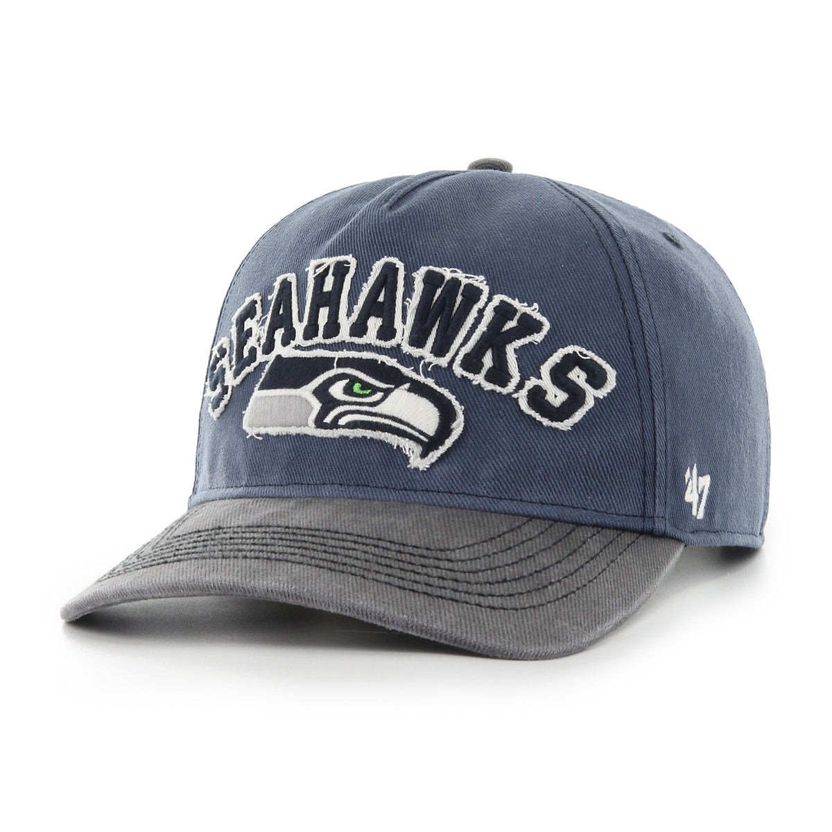 Pictured is this NFL Calderwood Seattle Seahawks ’47 HITCH RF cap in dark blue & grey. 1