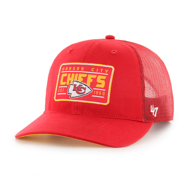 Pictured is this NFL Hardline Kansas City Chiefs ’47 TRUCKER RF cap in red. 1