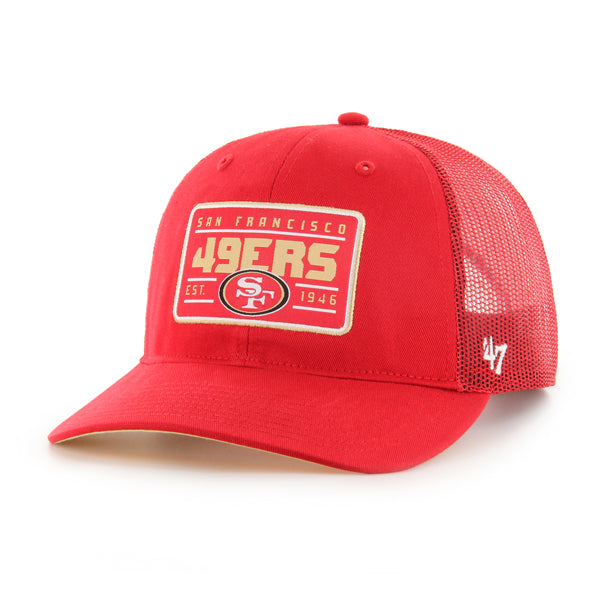 Pictured is this NFL Hardline San Francisco 49ers ’47 TRUCKER cap in red. 1