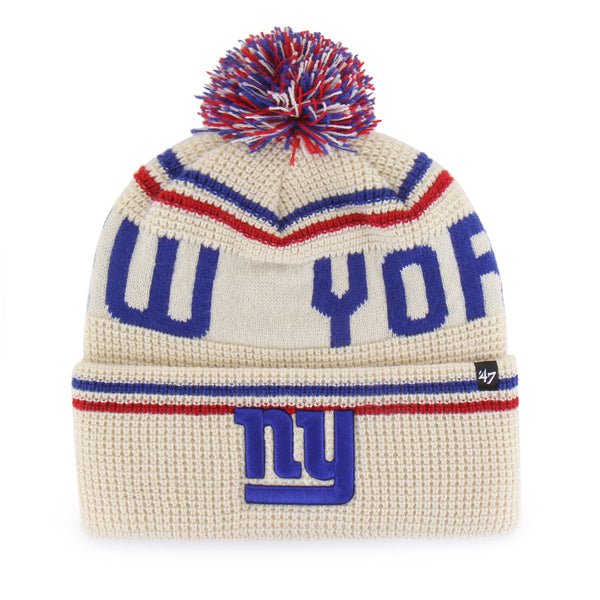 Pictured is this NFL New York Giants Quattrle ’47 CUFF KNIT beanie cap in cream. 1