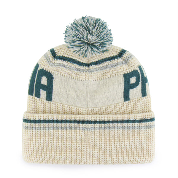 Pictured is this NFL Philadelphia Eagles Quattrle ’47 CUFF KNIT beanie cap in cream. 2