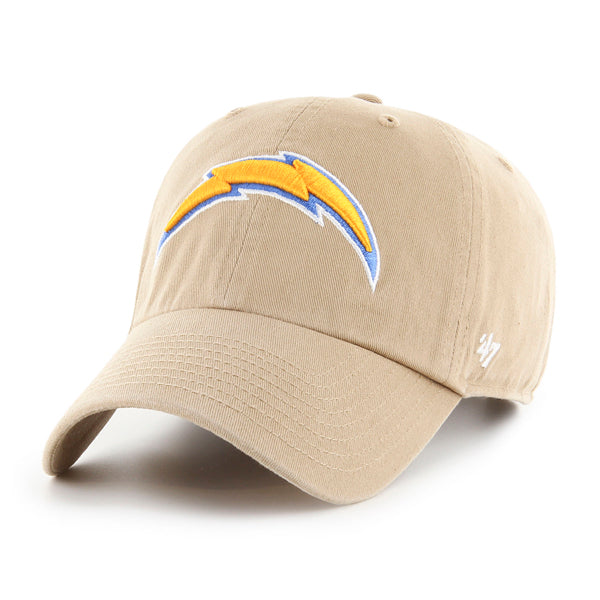 Pictured is this NFL Los Angeles Chargers ’47 CLEAN UP cap in khaki. 1