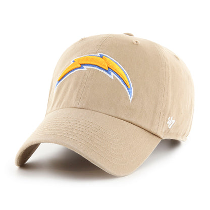 Pictured is this NFL Los Angeles Chargers ’47 CLEAN UP cap in khaki. 1